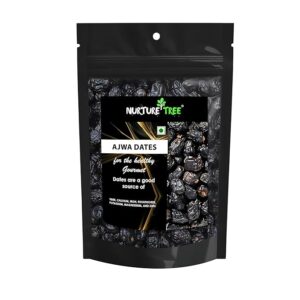 Nurture Tree Premium Saudi Ajwa Dates (Khajoor/Khajur) 250gm, 100% Natural Soft and Delicious Arabian Dates in Fresh, Khajur Dry Fruits, No Artificial Colours, Gluten Free, No Added Sugars